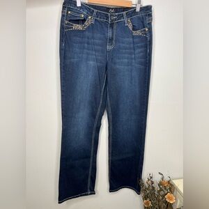 Earl Jeans Topaz & Tan Adorned Slim Bootcut Jeans